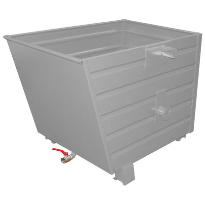BSL stacking tilting skip for metal swarf with perforated base, capacity 0.7 m³, mouse grey.