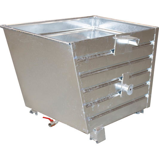 BSL stacking tilting skip for metal swarf with perforated base, capacity 0.7 m³, hot dip galvanised.