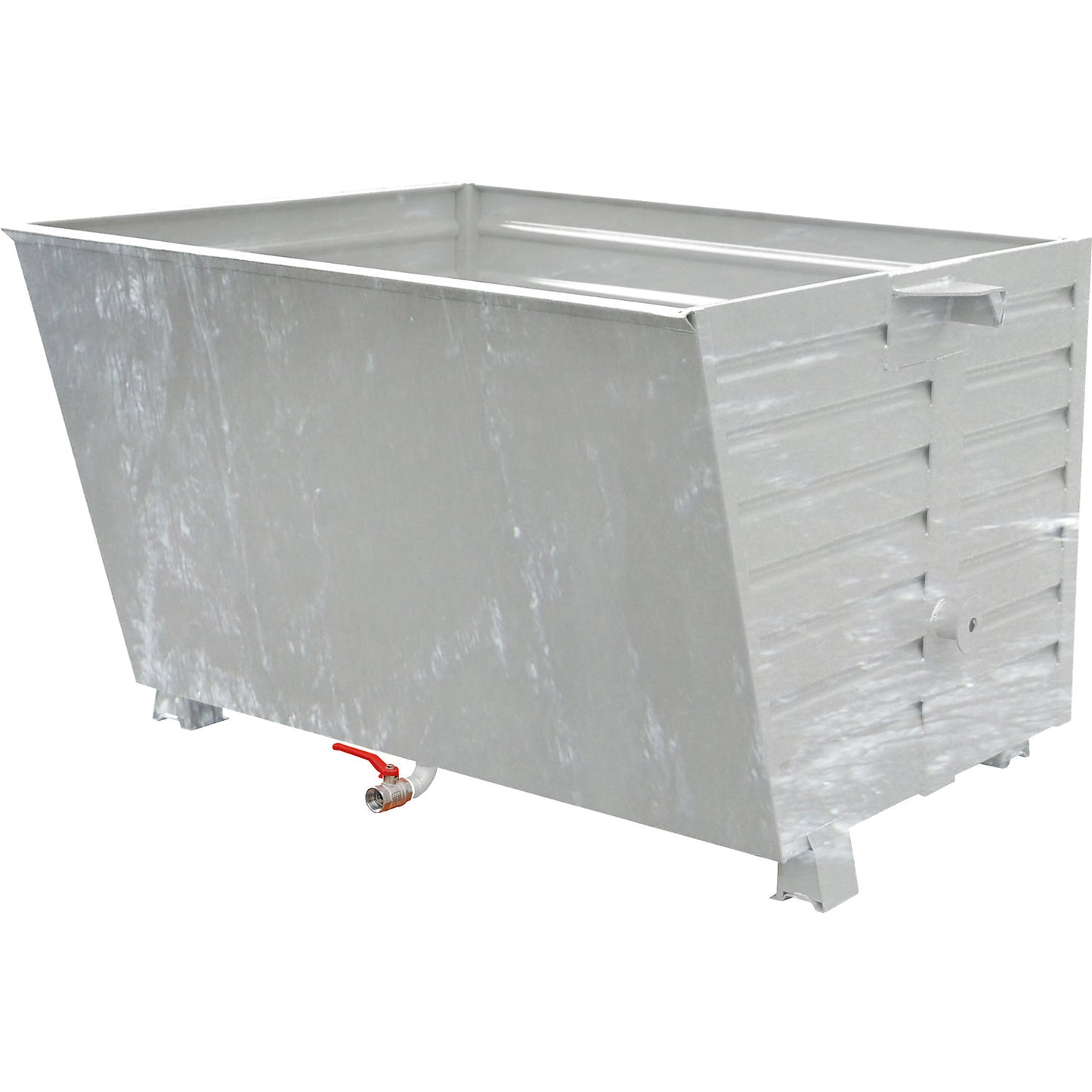 BSL stacking tilting skip for metal swarf with perforated base, capacity 1.5 m³, hot dip galvanised.