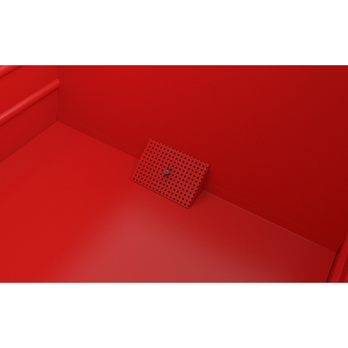 BSS stacking tilting skip for metal swarf with sieve plate insert, capacity 2 m³, flame red.