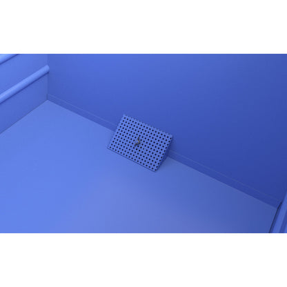 BSS stacking tilting skip for metal swarf with sieve plate insert, capacity 0.3 m³, light blue.