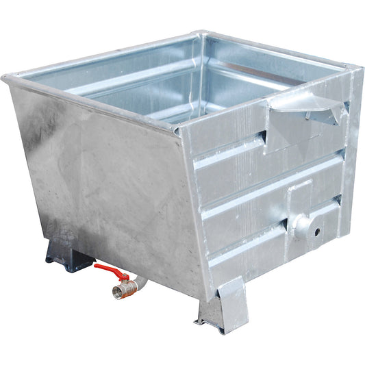 BSS stacking tilting skip for metal swarf with sieve plate insert, capacity 0.3 m³, hot dip galvanised.