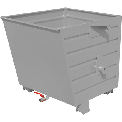 BSS stacking tilting skip for metal swarf with sieve plate insert, capacity 0.55 m³, mouse grey.