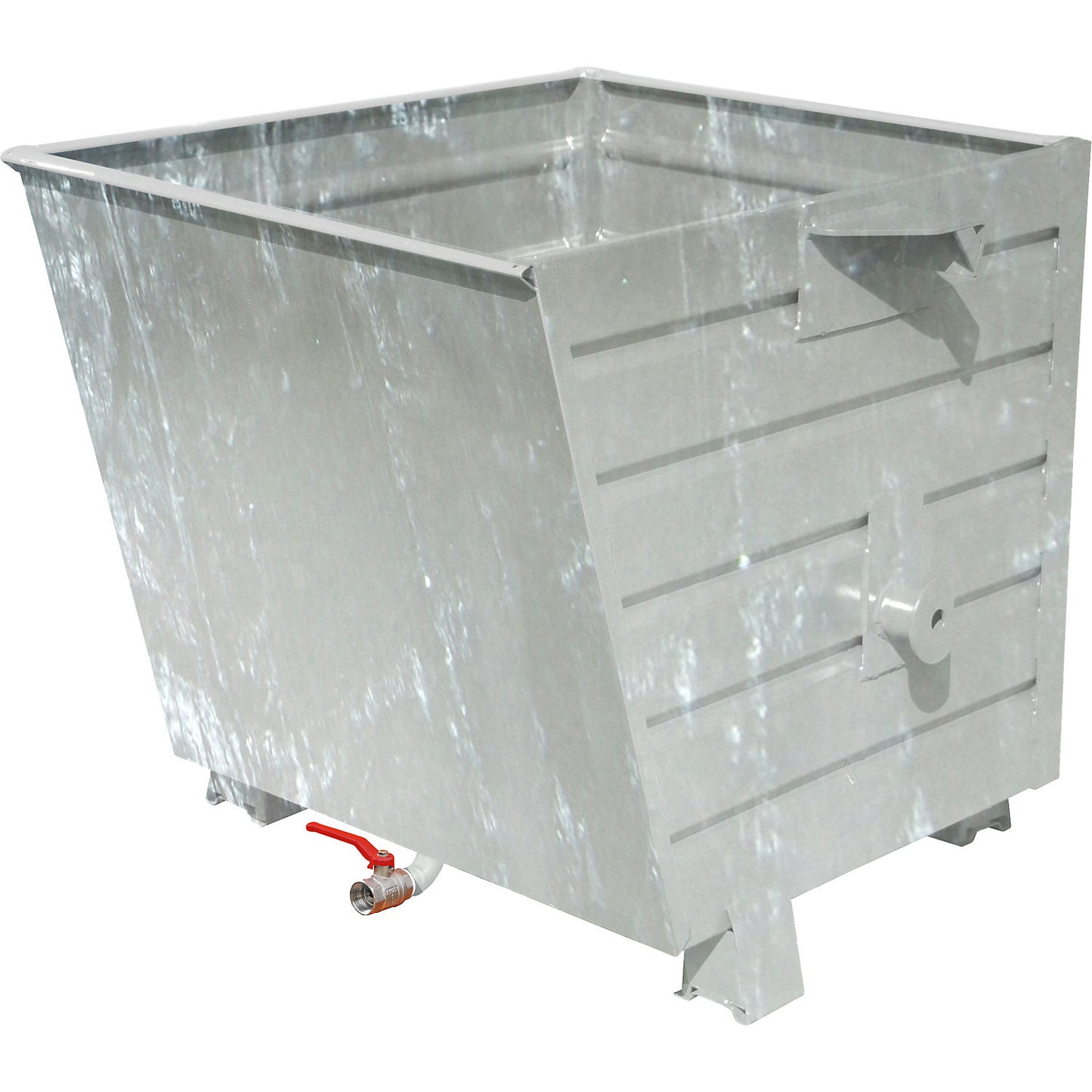 BSS stacking tilting skip for metal swarf with sieve plate insert, capacity 0.55 m³, hot dip galvanised.