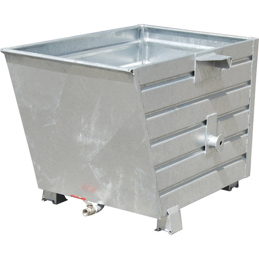 BSS stacking tilting skip for metal swarf with sieve plate insert, capacity 0.9 m³, hot dip galvanised.