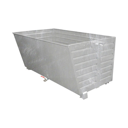 BSS stacking tilting skip for metal swarf with sieve plate insert, capacity 2 m³, hot dip galvanised.