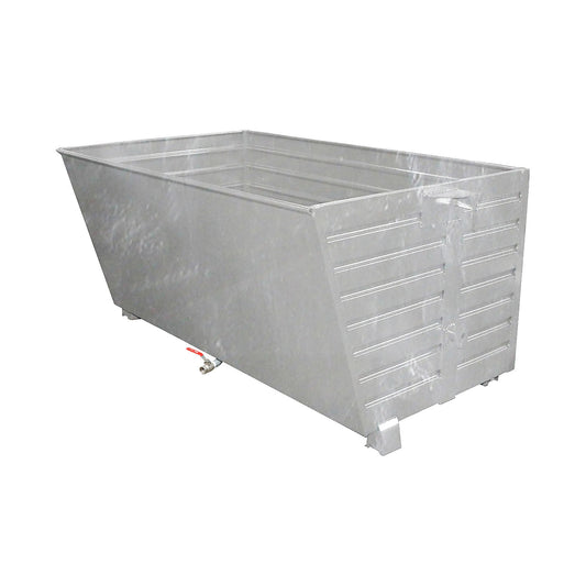 BSS stacking tilting skip for metal swarf with sieve plate insert, capacity 2 m³, hot dip galvanised.