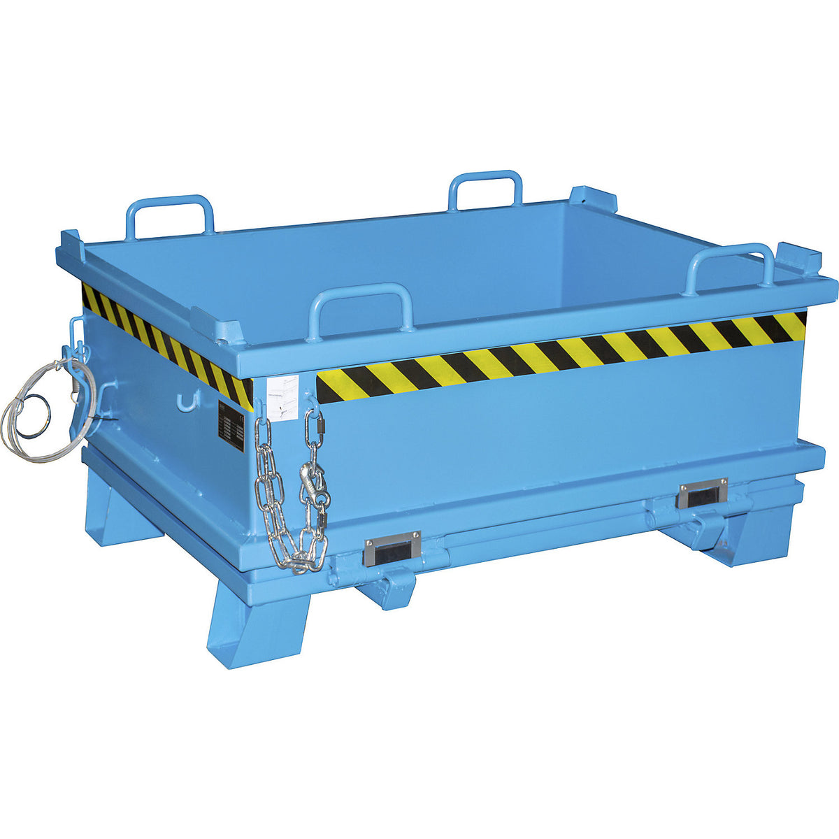 SB hinged bottom skip, capacity 0.5 m³, max. load 1000 kg, light blue.