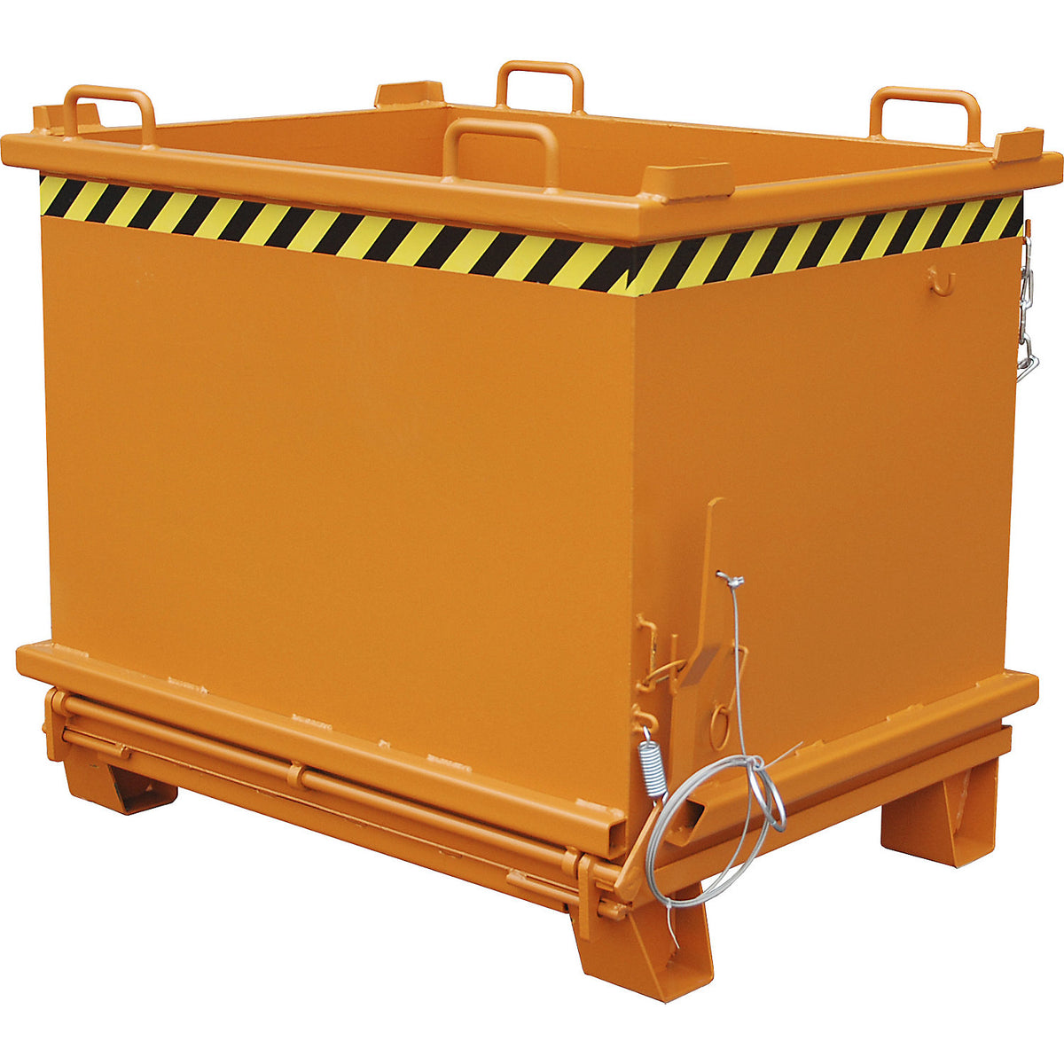 SB hinged bottom skip, capacity 1 m³, max. load 2000 kg, yellow orange.