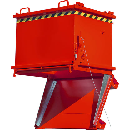 SB hinged bottom skip, capacity 1 m³, max. load 2000 kg, flame red.