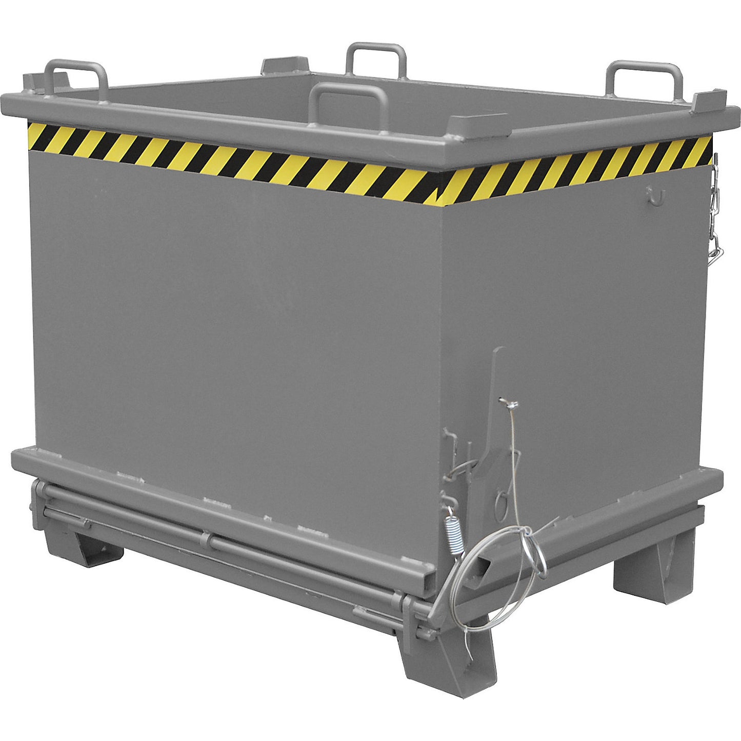 SB hinged bottom skip, capacity 1 m³, max. load 2000 kg, mouse grey.