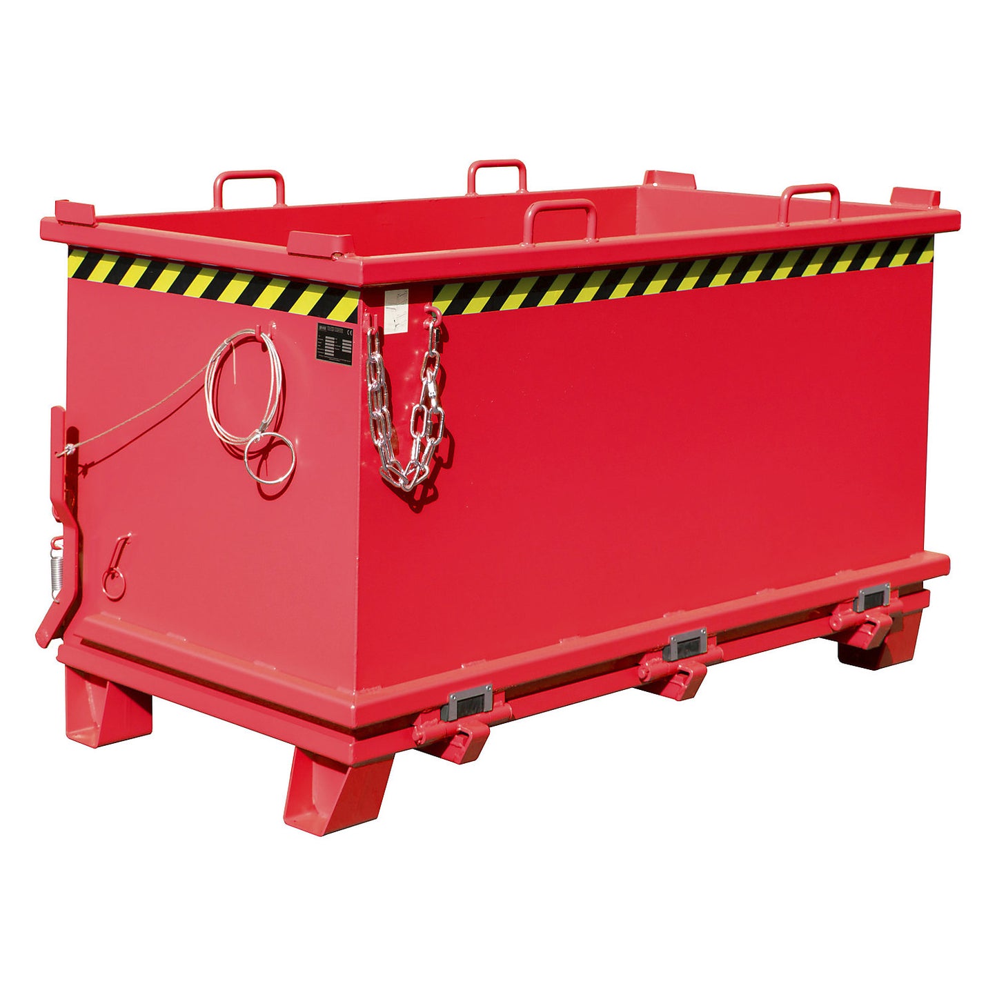 SB hinged bottom skip, capacity 1.5 m³, max. load 2000 kg, flame red.