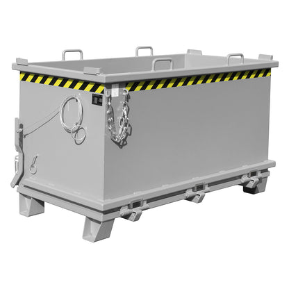 SB hinged bottom skip, capacity 1.5 m³, max. load 2000 kg, mouse grey.