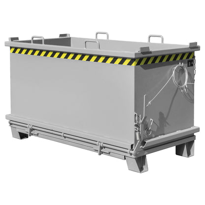 SB hinged bottom skip, capacity 1.5 m³, max. load 2000 kg, mouse grey.