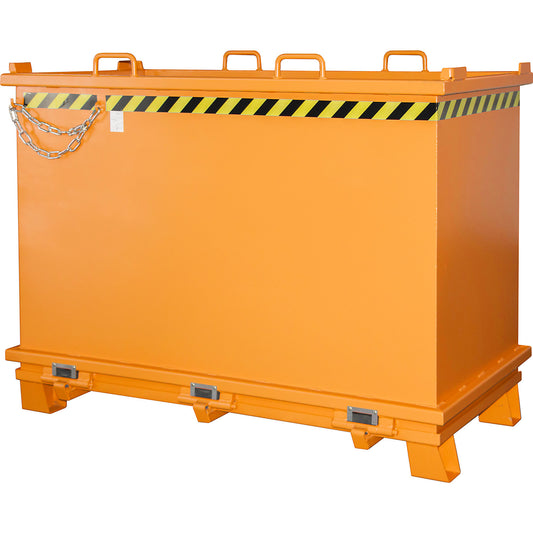 SB hinged bottom skip, capacity 2 m³, max. load 2000 kg, yellow orange.