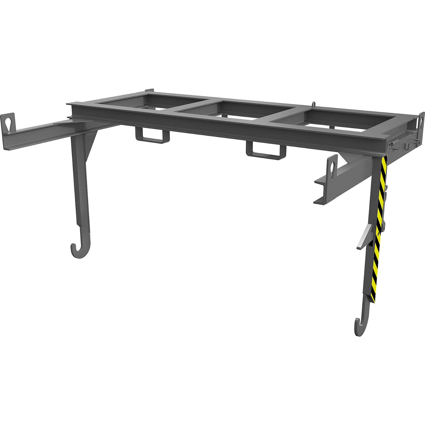 Forklift support bar for tilting skips and stacking containers, for cranes, max. load 2000 kg, for container size 2 m³.