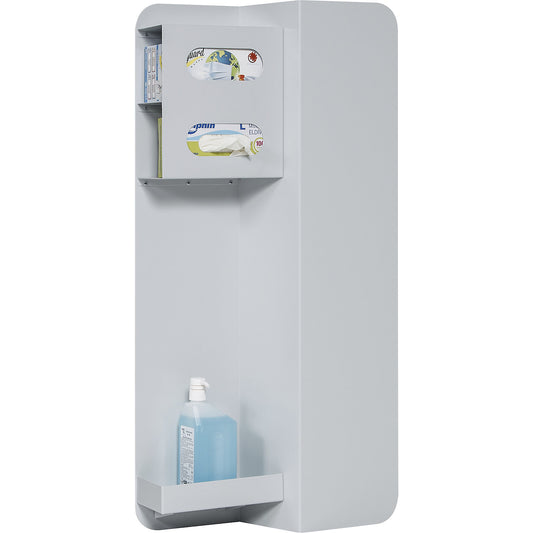 Hygiene wall station, HxWxD 1000 x 490 x 170 mm, light grey.