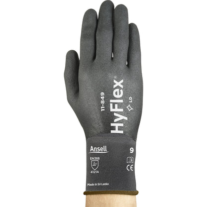 HyFlex® 11-849 work gloves, black, pack of 12 pairs, size 8.