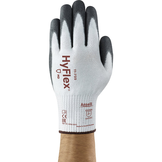HyFlex® 11-735 work gloves, black, pack of 6 pairs, size 7.