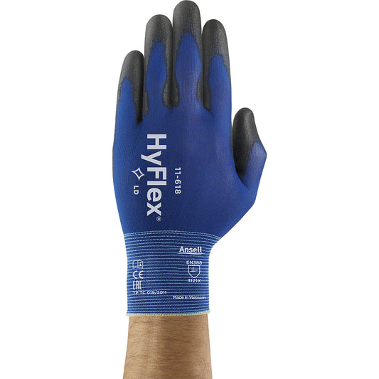 HyFlex® 11-618 work gloves, black, pack of 12 pairs, size 6.