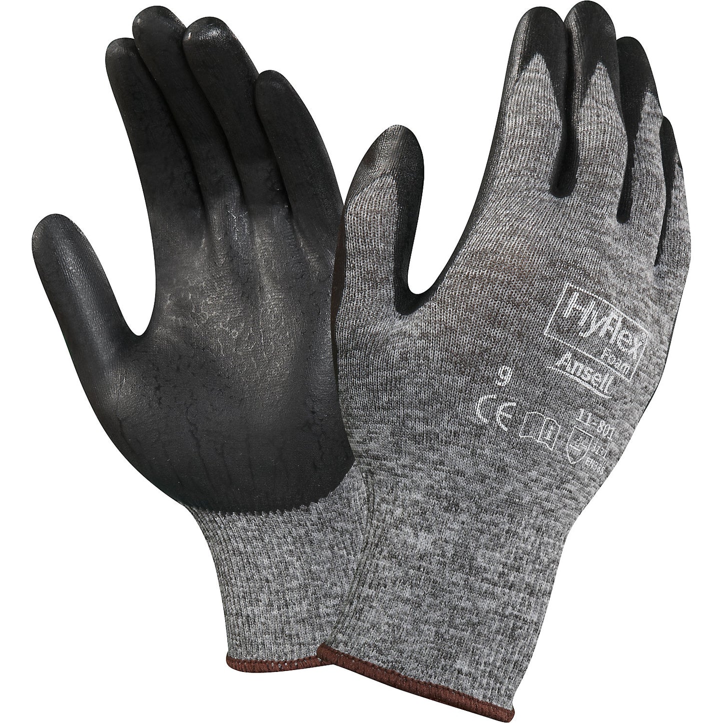 HyFlex® 11-801 work gloves, black, pack of 12 pairs, size 10.