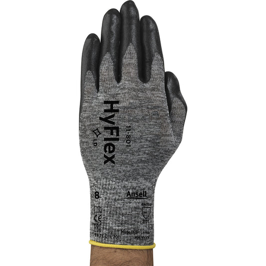 HyFlex® 11-801 work gloves, black, pack of 12 pairs, size 9.
