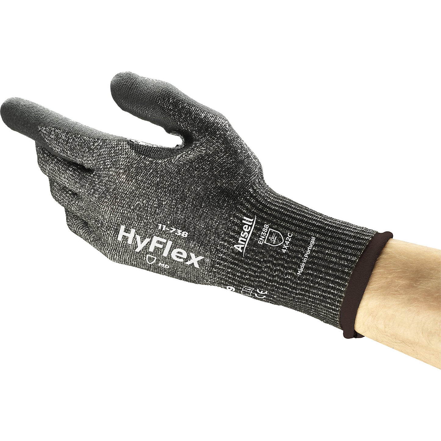 HyFlex® 11-738 work gloves, black, 1 pair, size 6.