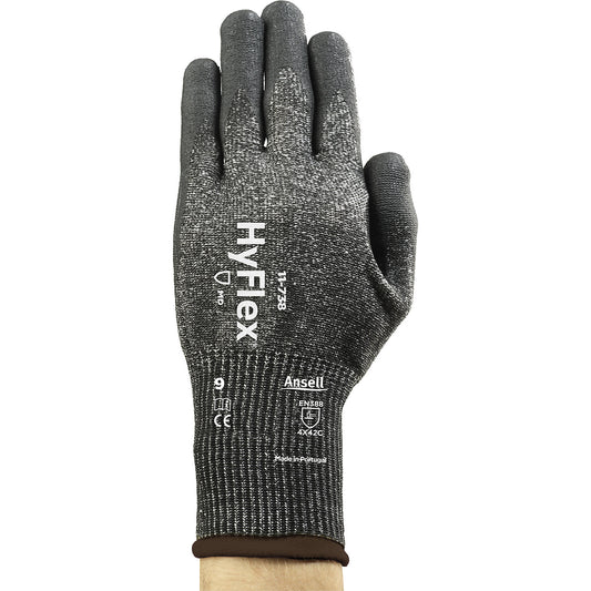 HyFlex® 11-738 work gloves, black, 1 pair, size 9.