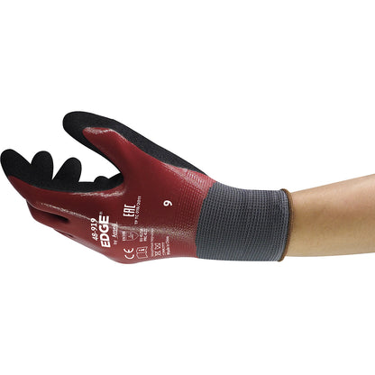 EDGE® 48-919 work gloves, red/black, pack of 12 pairs, size 8.