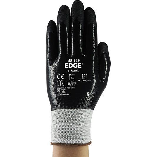 EDGE® 48-929 work gloves, black, pack of 12 pairs, size 10.