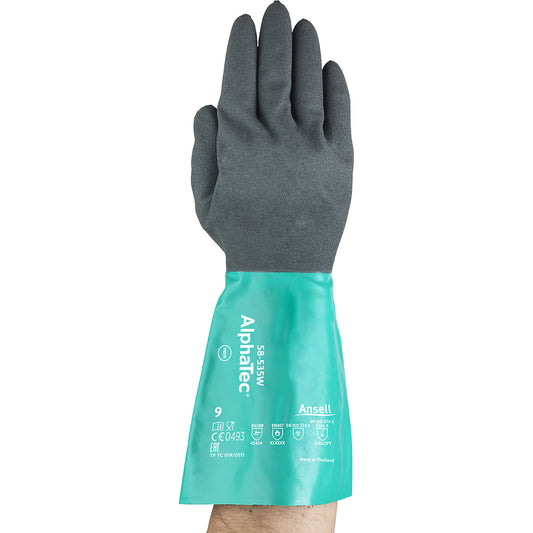 AlphaTec® 58-535W work gloves, grey, pack of 6 pairs, size 10.
