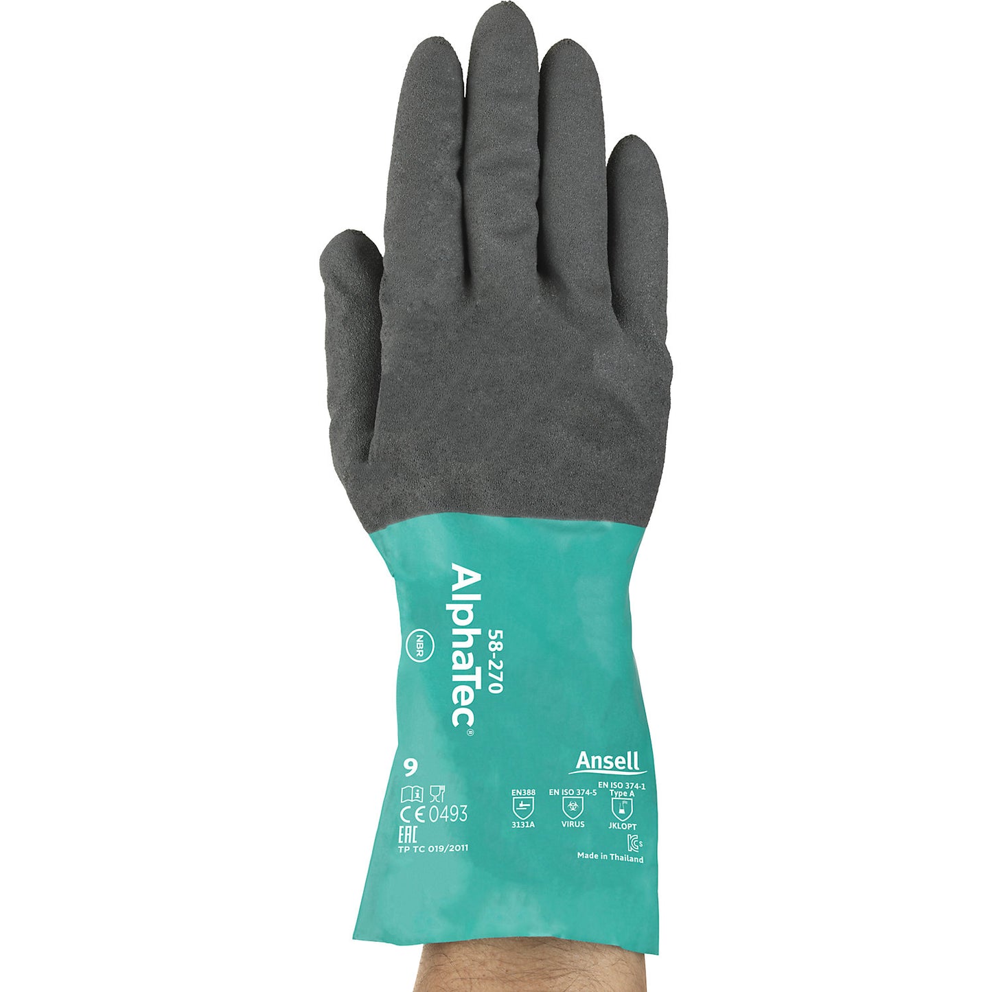 AlphaTec® 58-270 work gloves, grey, pack of 12 pairs, size 6.