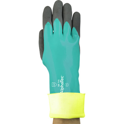 AlphaTec® 58-735 work gloves, green, 6 pairs, size 10.
