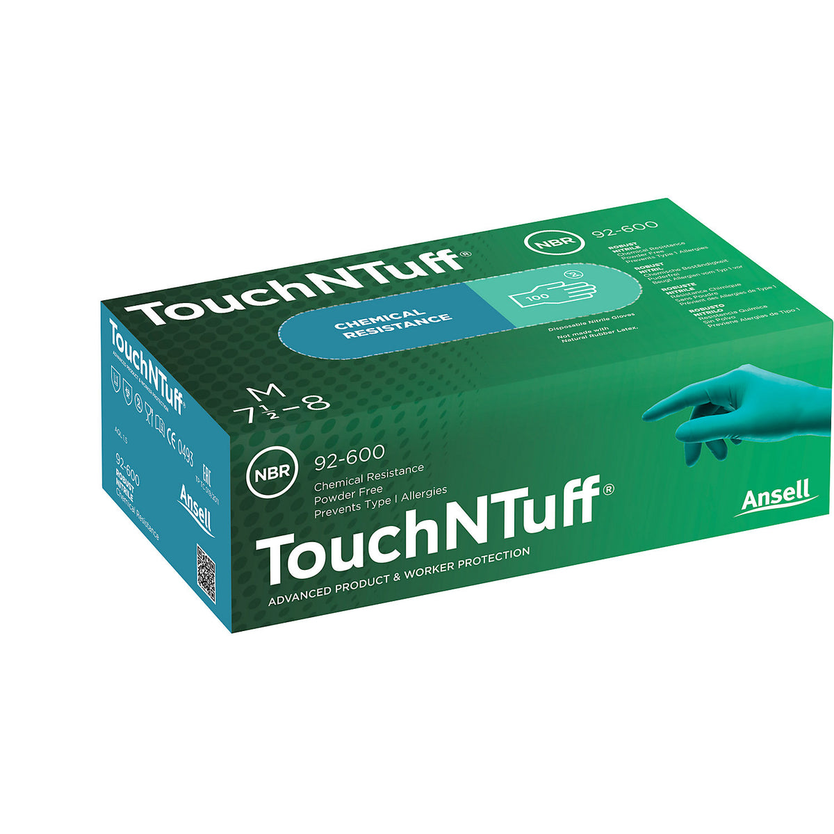 TouchNTuff® 92-600 work gloves, green, pack of 100, size 6.