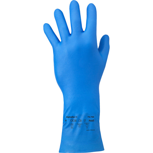 AlphaTec® 79-700 work gloves, blue, pack of 50 pairs, size 10.