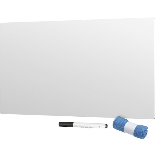 Whiteboard, frameless, enamelled steel, white, WxHxD 880 x 580 x 7 mm, with accessories.