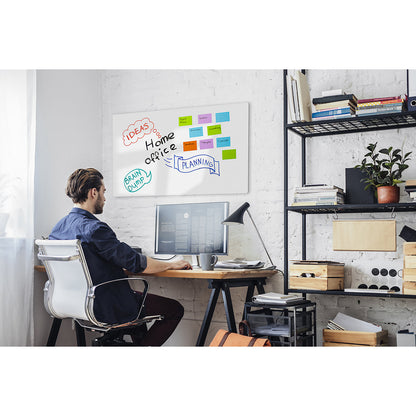 Whiteboard, frameless, enamelled steel, white, WxHxD 980 x 980 x 7 mm, with accessories.