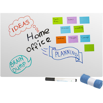Whiteboard, frameless, enamelled steel, white, WxHxD 980 x 980 x 7 mm, with accessories.