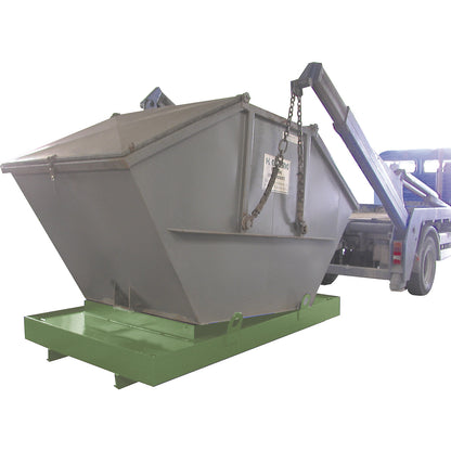 Sump tray for skip trailer, for skip trailers, sump capacity 850 l, green.