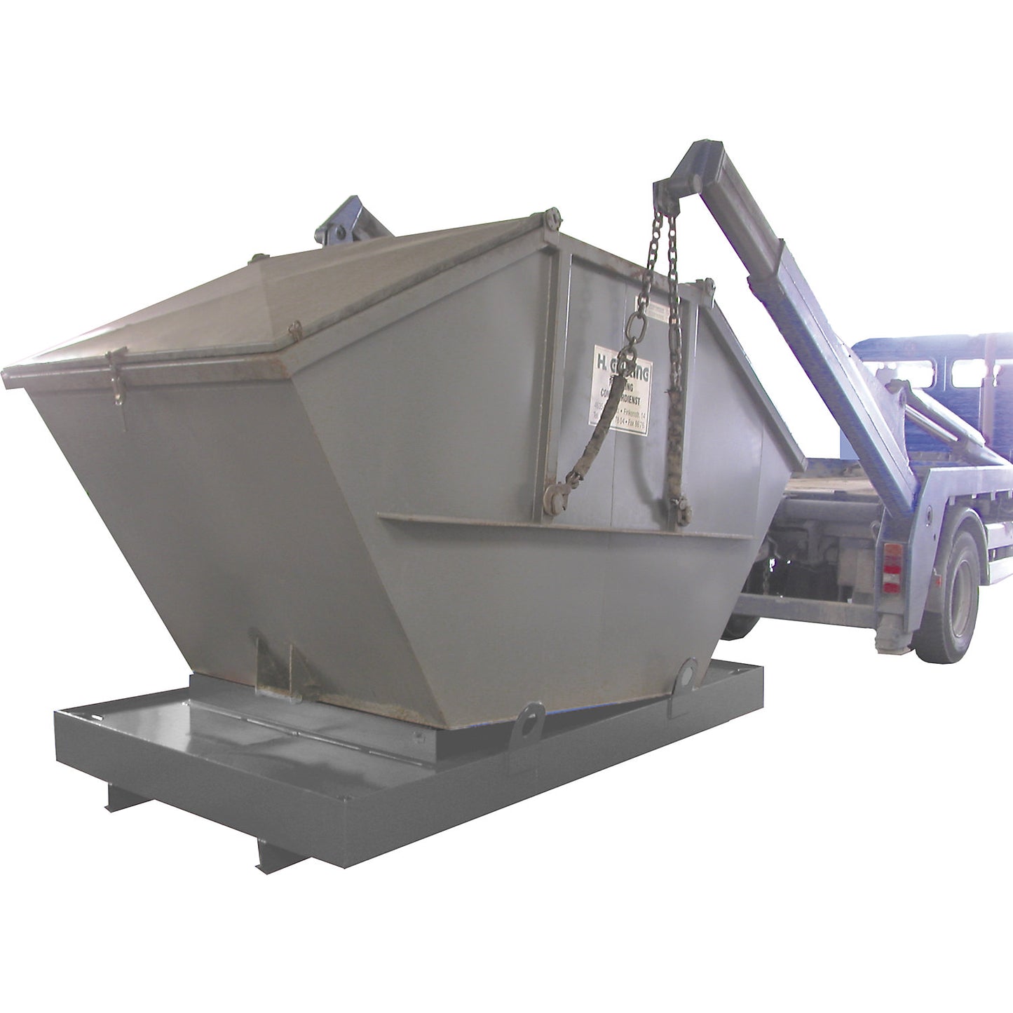 Sump tray for skip trailer, for skip trailers, sump capacity 850 l, grey.