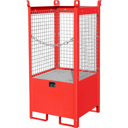 Storage and transport pallet with sump tray, 3 mesh panels, for 1 x 200 l drum, red.