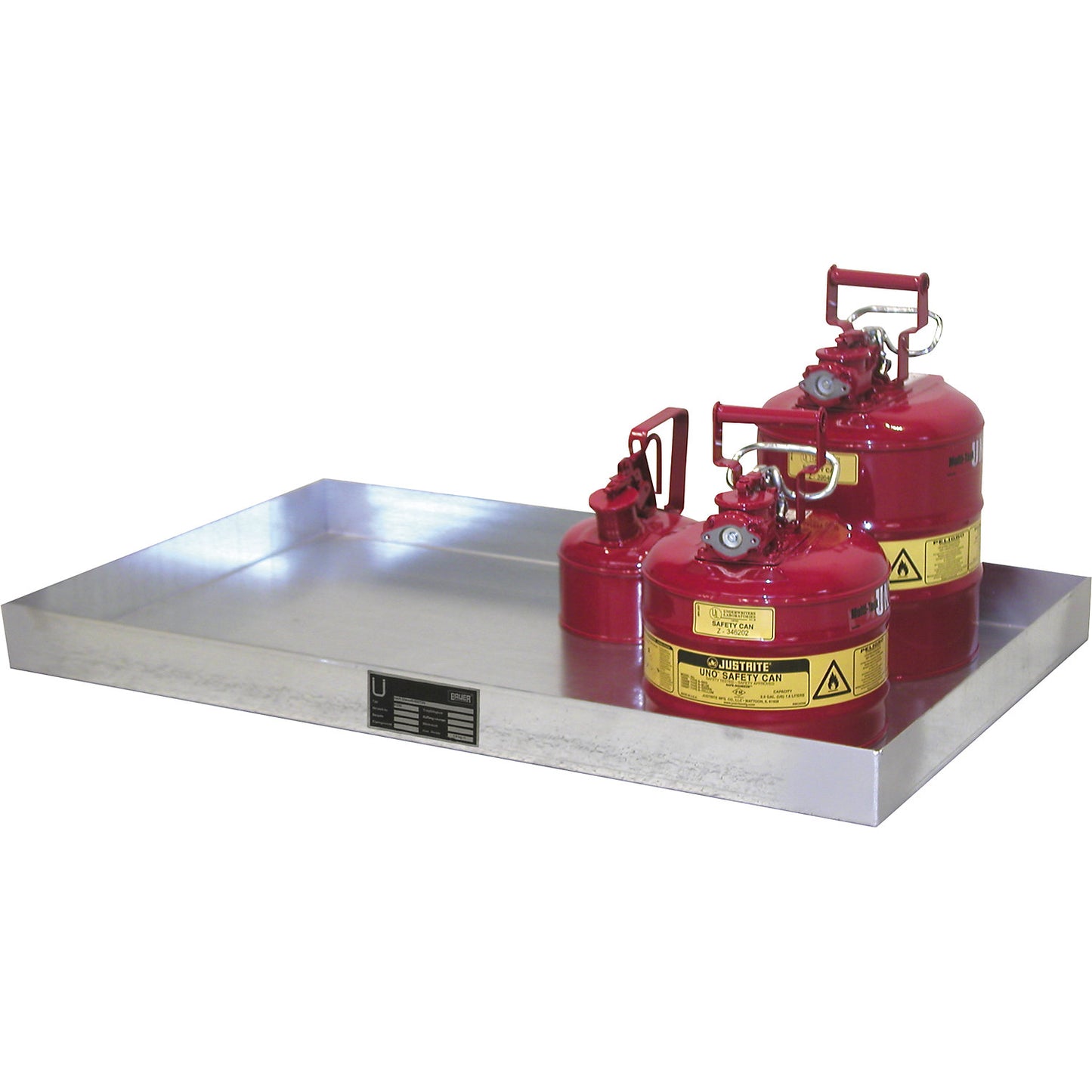 Stainless steel small container sump, with certification, 28 l, LxWxH 1000 x 600 x 70 mm.