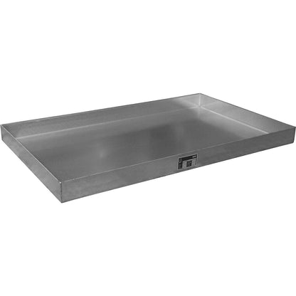 Stainless steel small container sump, with certification, 28 l, LxWxH 1000 x 600 x 70 mm.