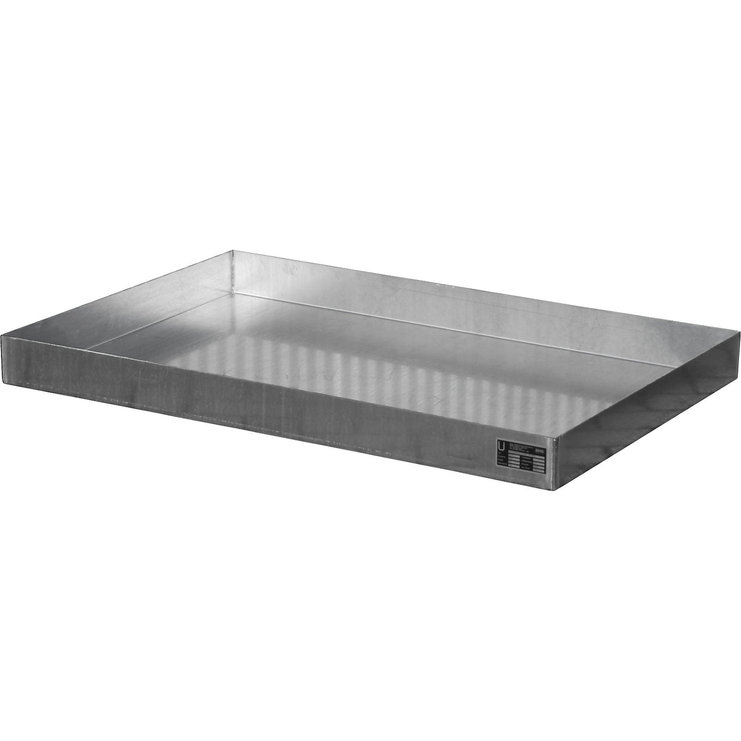 Stainless steel pallet tray, for small containers, 74 l, LxWxH 1200 x 800 x 100 mm.