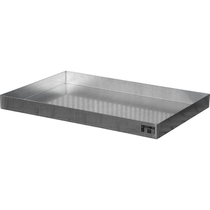 Stainless steel pallet tray, for small containers, 74 l, LxWxH 1200 x 800 x 100 mm.