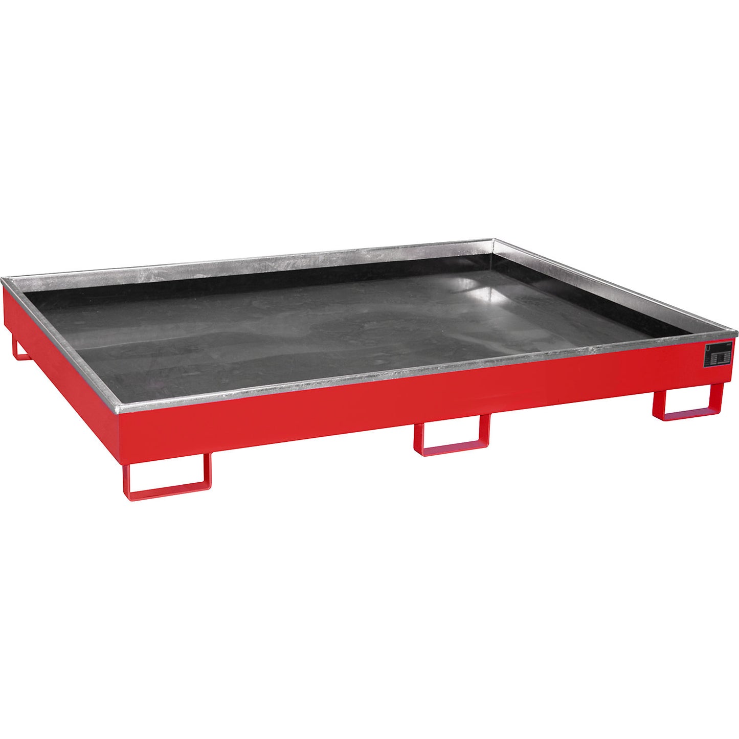 Base sump tray with PE insert, 240 l sump capacity, LxWxH 1765 x 1315 x 255 mm, red.