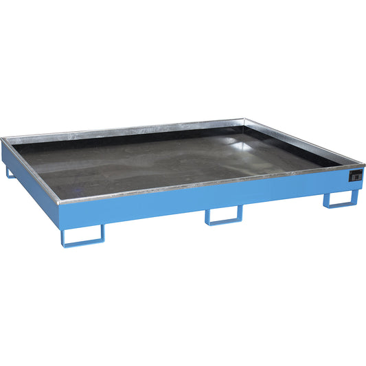 Base sump tray with PE insert, 240 l sump capacity, LxWxH 1765 x 1315 x 255 mm, blue.
