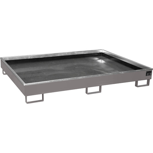 Base sump tray with PE insert, 240 l sump capacity, LxWxH 1765 x 1315 x 255 mm, grey.