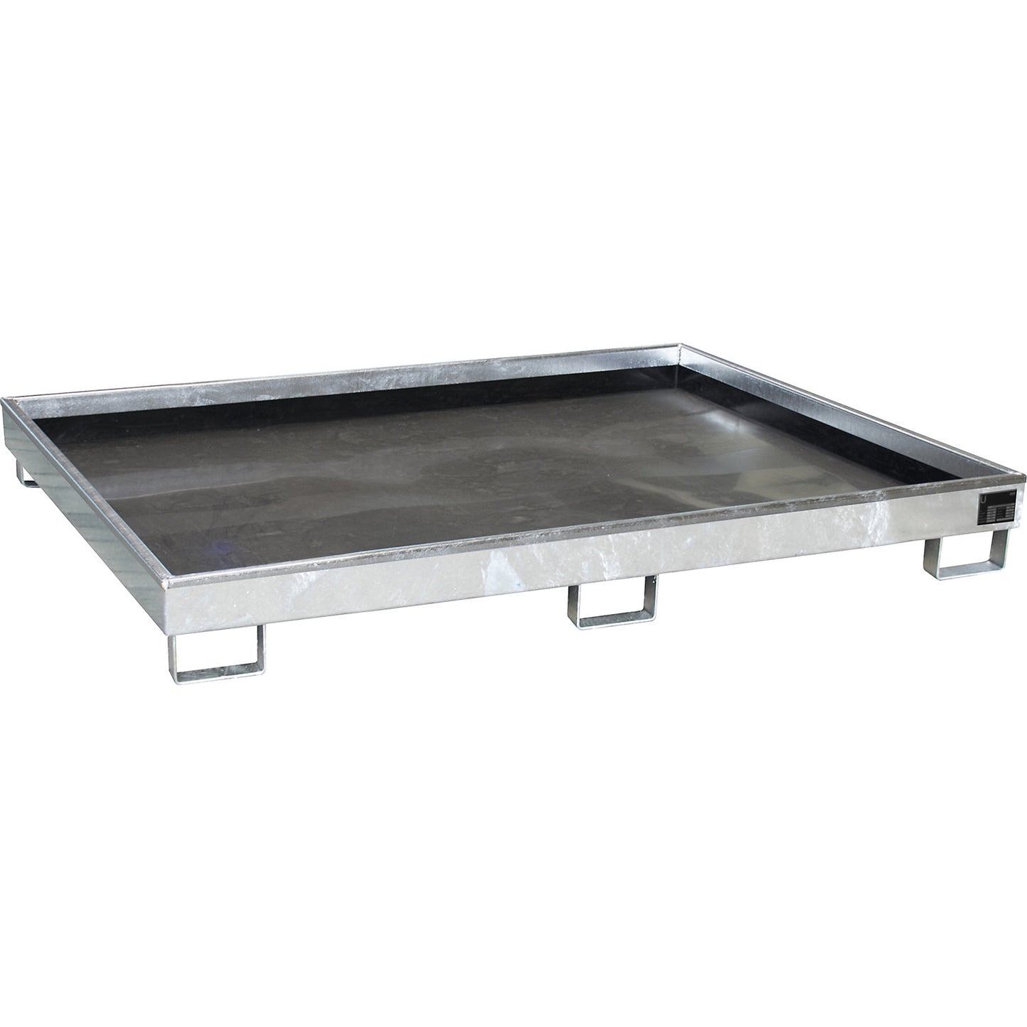 Base sump tray with PE insert, 240 l sump capacity, LxWxH 1765 x 1315 x 255 mm, zinc plated.