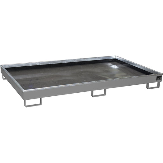 Base sump tray with PE insert, 240 l sump capacity, LxWxH 2165 x 1315 x 230 mm, grey.
